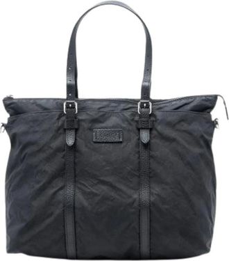 Gucci Pre-owned Tote Bags, female, Black, Size: ONE SIZE Pre-owned Nylon Tote Bag