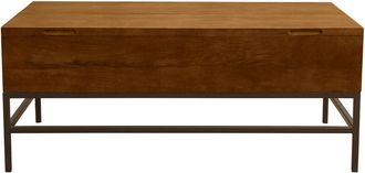 Miliboo Mesa Baja Industrial Elevable De Madera Maciza De Mango Te&ntilde;ida Y Metal Negro L110 Cm Ypster