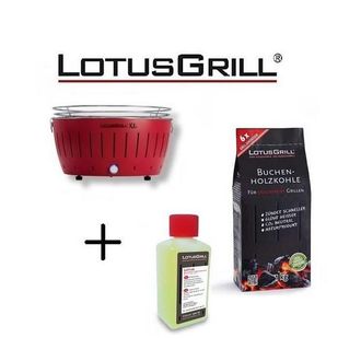 Lotus Grill Barbacoa Red Xl Con Pilas Y Cable De Alimentaci&oacute;n Usb + 1kg De Carb&oacute;n De Haya + Gel Combustible Inodoro Para Barbacoa 200ml -lotus Grill