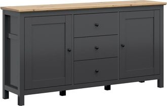 Petits Meubles Aparador 2 puertas 3 cajones estratificado Gris antracita marrón