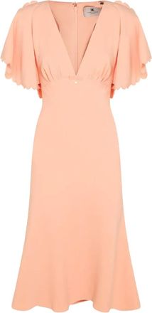 Elisabetta Franchi Abito midi con orlo a smerlo - Arancione