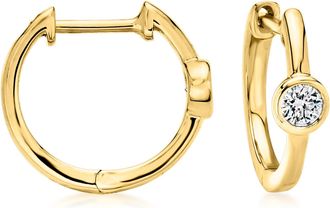 RS Pure by Ross-Simons Bezel-Set Lab-Grown Diamond Hoop Earrings in 18kt Gold Over Sterling