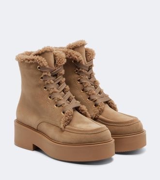 Gianvito Rossi Kiso shearling-trimmed lace-up boots