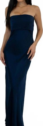 Cotton Candy L.A. Nevilah Strapless Satin Maxi Dress In Deep Navy