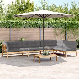 vidaXL Set De Sof&aacute;s De Palets De Jard&iacute;n Y Cojines 5 Pzas Madera Acacia Vidaxl