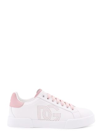 Dolce & Gabbana Portofino Low-Top Leather Sneakers With Lateral Monogram-Donna