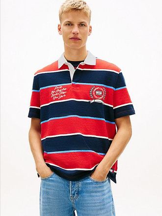 Tommy Hilfiger Relaxed Fit Rugby Stripe Embroidery Polo Shirt