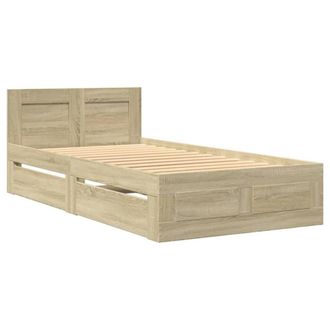 Berkfield Home Durable Bed Frame with Headboard without Mattress Sonoma Oak 100x in Light Oak