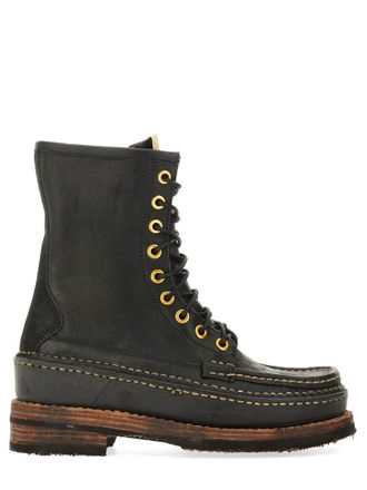 VISVIM Hi-Folk Scout Moc Textured-Leather Boots for Men | MR