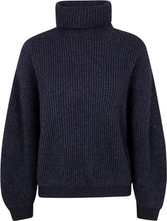 Semicouture Kasjmiermix Coltrui Trui Grijs - Dames - Coltruien - Blauw - XS - Kasjmier - Truien & Vesten