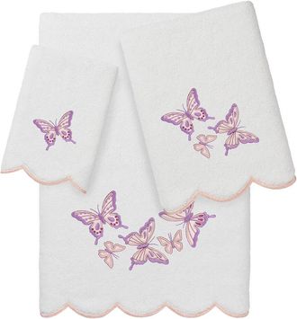 Linum Home Textiles 100% Turkish Cotton Britney Scallop 3Pc Embellished Towel Set