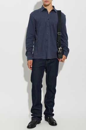 Etro Cotton Shirt, Mens, Navy Blue