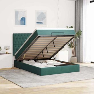 vidaXL Estructura Cama Otomana Colchones Terciopelo Verde Oscuro Vidaxl