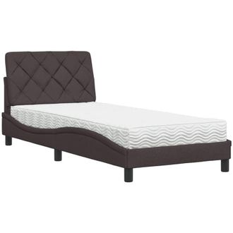 vidaXL Cama Con Colch&oacute;n Tela Marr&oacute;n Oscuro 90x200 Cm Vidaxl