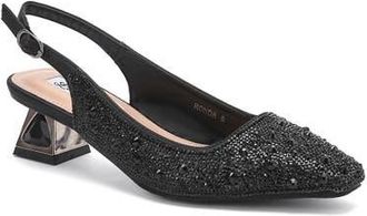 Lady Couture Rhinestone Jewel Heel Slingback Pump in Black at Nordstrom, Size 12