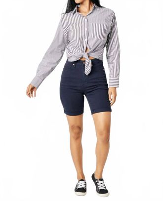Judy Blue High Waist Tummy Control Bermuda Shorts In Navy