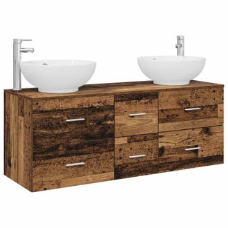 vidaXL Juego De Muebles De Ba&ntilde;o 3 Uds. Madera Envejecida Vidaxl