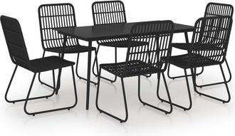 vidaXL Juego De Comedor Para Jard&iacute;n 7 Piezas Rat&aacute;n Sint&eacute;tico Y Vidrio Vidaxl