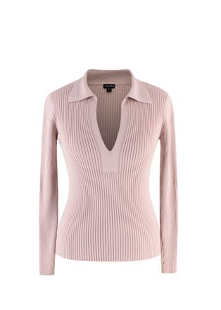 Joseph Blush Pink Ribbed Long Sleeve Top Size S