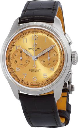 Breitling Premier B09 Chronograph Champagne Dial Hand Wind Mens Watch AB0930F51H1P1