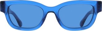Ferragamo 52mm Modified Rectangular Sunglasses in Transparent Blue at Nordstrom