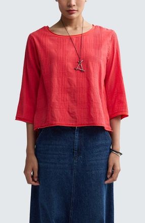 Luukaa D'Celli Elira Mixed-texture Blouse in Vermillion at Nordstrom, Size 12