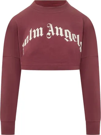 Palm Angels Red Logo Crew Neck Sweatshirt