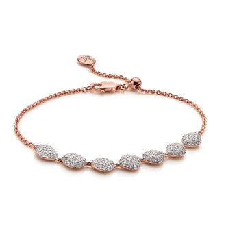 Monica Vinader Rose Gold Nura Teardrop Link Bracelet Diamond