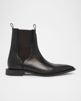 Lanvin Mens Leather Point-Toe Chelsea Boots