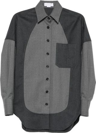 Stella McCartney Ash Grey Wool Button Shirt - Dames - Overhemden - Grijs - S - Wol - Overhemden