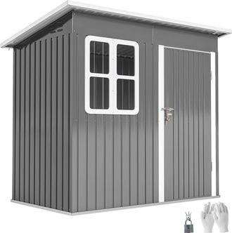 OEM Caseta De Jard&iacute;n 221x133x190 Cm Cobertizo De Exterior Met&aacute;lico Para Almacenamiento De Herramientas Gris Oscuro