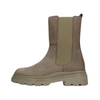 Hip Schoenen, Dames, Grijs, 40 EU, Leer, Meisjes Chelsea boots Trendy Model Taupe