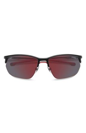Carrera Carduc 65mm Polarized Rectangular Sunglasses in Matte Black/Red at Nordstrom