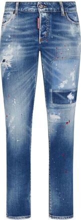 Dsquared2 distressed slim-leg jeans - women - Cotton/Spandex/Elastane/Polyester/Calf Leather/Cotton - 38 - Blue