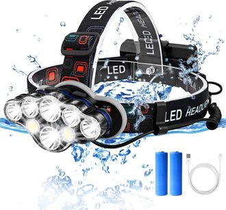 OEM Linterna Frontal Recargable Por Usb, Potente Linterna Frontal De 8 Led, 8 Modos De Iluminaci&oacute;n Ajustables, Impermeable Para Acampar, Escalar, Hacer Se