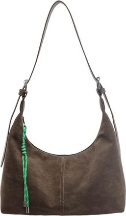 Generic Women Suede Crossbody Bag Adjustable Strap Handbag with Zipper Crescent Bag Hobo Bag for Work Travel (Green)