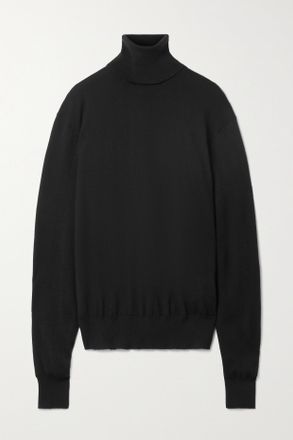 The Row Pullover A Collo Alto In Misto Lana E Cashmere Davos - Nero