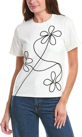Gracia Floral Embroidered Crew Neck Top