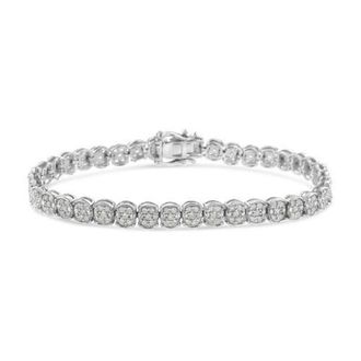 House of Brilliance Silver 2.0 Cttw Diamond Cluster Link Bracelet in White at Nordstrom