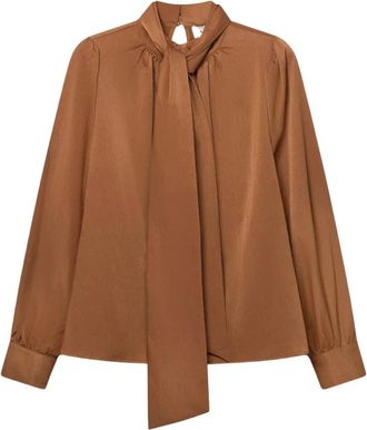 Aaiko Bowi Crinkle Ray Top - Dames - Blouses & Shirts - Bruin - Maat: S Viscose