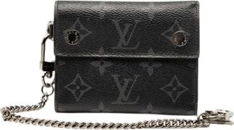 Louis Vuitton Pre-owned Bags, male, Black, Size: ONE SIZE Pre-owned Monogram Eclipse Tri Fold Wallet