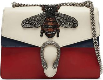 Gucci Borsa a spalla in pelle con decorazione ape - Bianco