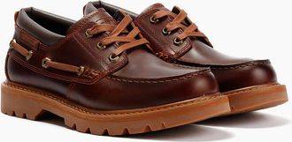 CAT Mens Caterpillar Colorado Boat Lo Leather Mens Dark Russet Lace-Up Shoes - Brown - Size: 10