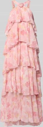 Vero Moda Volant Abendkleid mit V-Ausschnitt Modell FELICIA in Rose, Gr&ouml;&szlig;e XL