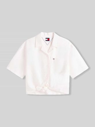 Tommy Jeans Regular Fit Leinenbluse aus Leinenmix mit Bindedetail in Weiss, Gr&ouml;&szlig;e XL