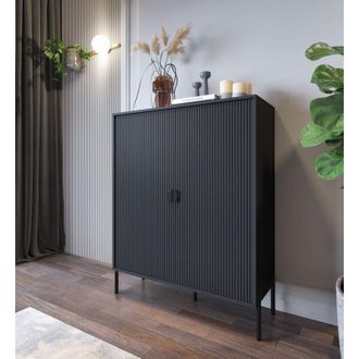 Dmora Aparador Wallis, 4 Baldas, Puertas Batientes, 2 Puertas, 103.6x39.6x129.4h Cm Negro