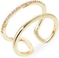 Nordstrom Rack Cubic Zirconia Open Double Row Ring in Clear- Gold at Nordstrom Rack, Size 9