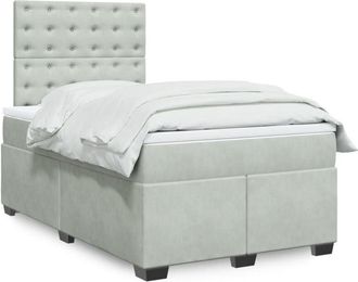 vidaXL Vidaxl - Cama Box Spring Con Colch&oacute;n Terciopelo Gris Claro 120x200 Cm