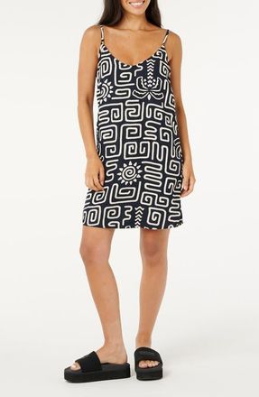 Rip Curl Sunset Luau Linen Blend Sundress in Black/Off White at Nordstrom, Size Xx-Small