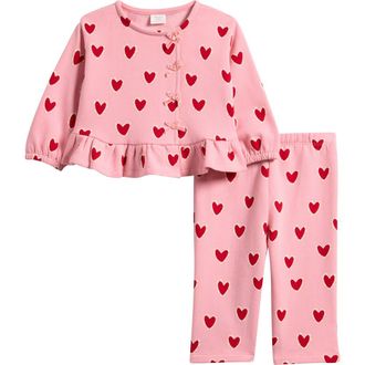 Next Kids Heart Frill Sweatshirt & Pants Set in Pink at Nordstrom, Size 1.5-2Y